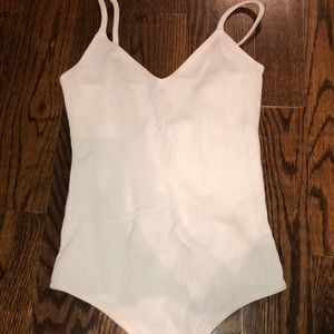 Ribbed white bodysuit